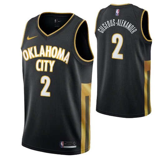 Men's Oklahoma City Thunder #2 Shai Gilgeous-Alexander Black 2019 City Edition Stitched NBA Jersey Men's Oklahoma City Thunder #2 Shai Gilgeous-Alexander Black 2019 City Edition Stitched NBA Jersey